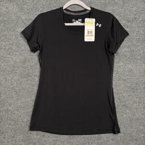 New Under Armour Size Small Base Layer Tee T-Shirt Black Crew Neck Short Sleeves